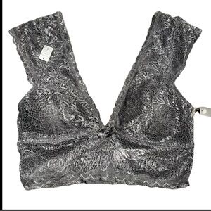 Sophie b Bra Invisiable Edge Removable Pad Gray Lace  women’s size New With Tags